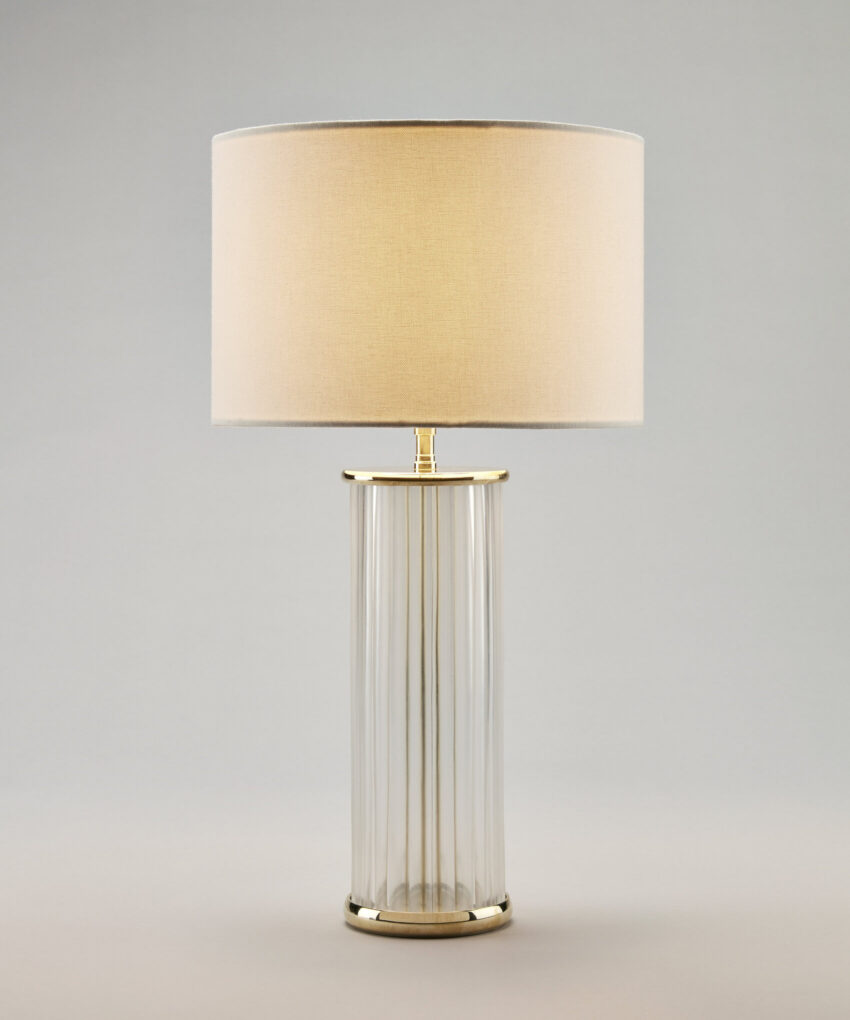 Clear Ribbed Glass Table Lamp