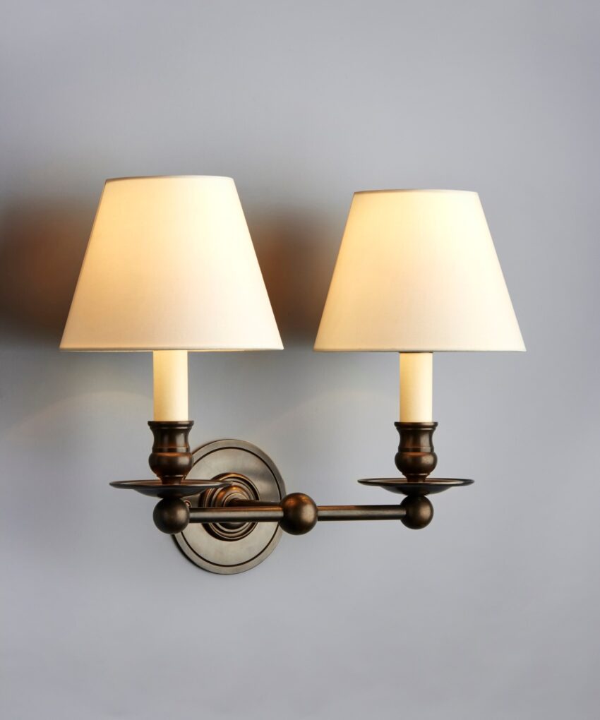 Hector Twin Straight Arm Wall Light, Large