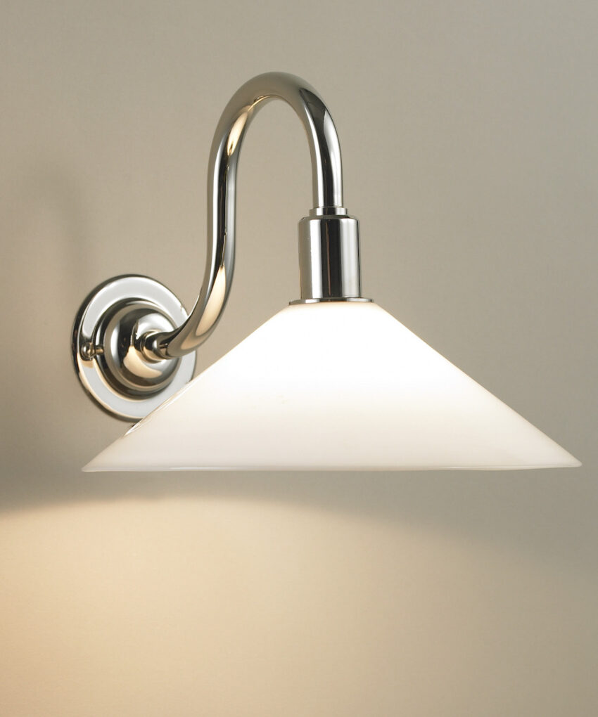 Leila Glass Wall Light, Swan Neck