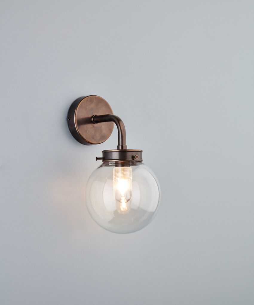 Hector Mini Globe Wall Light, Clear Glass