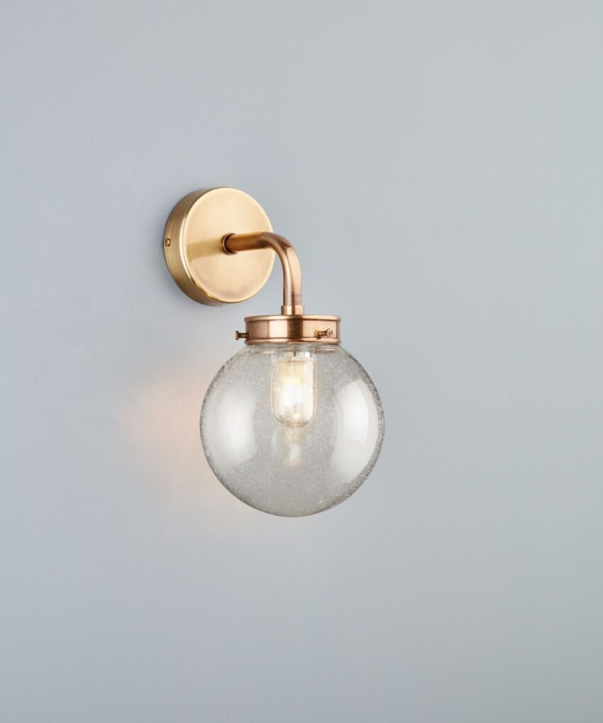 Hector Mini Globe Wall Light, Seeded Glass