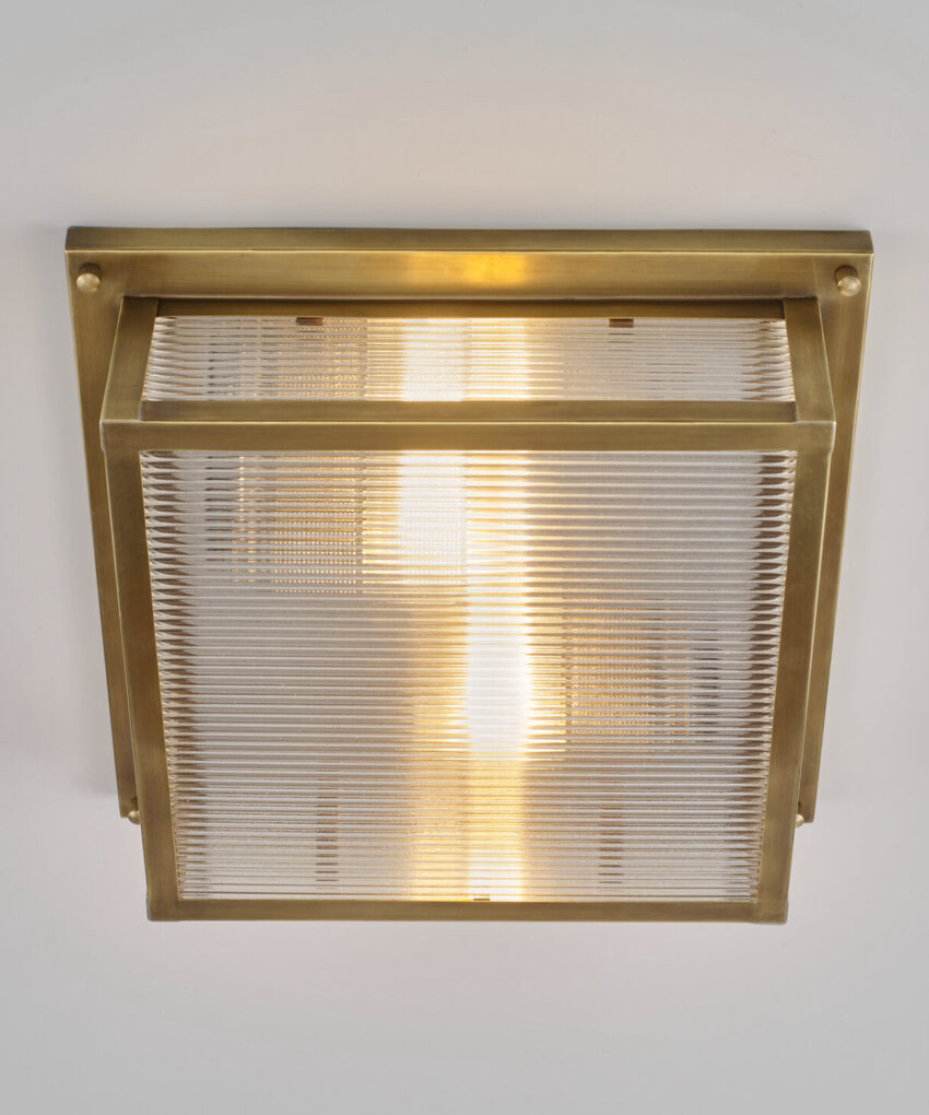 Square Flush Mount With Ribbed Glass, Medium