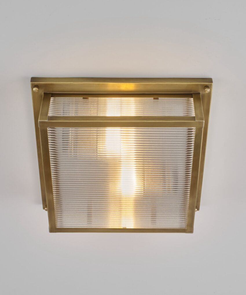 Square Flush Mount With Ribbed Glass, Small