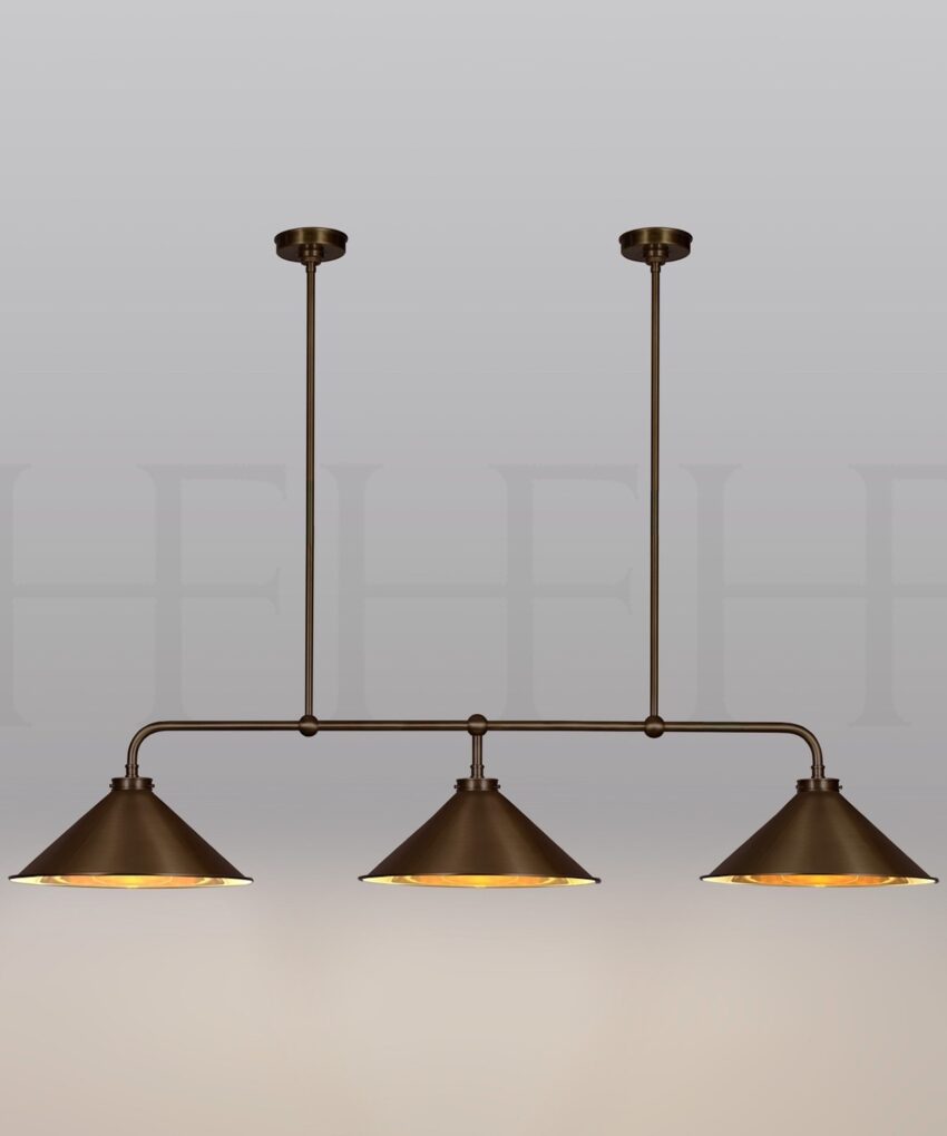 Lelia Brass Triple Pendant on Rod Large
