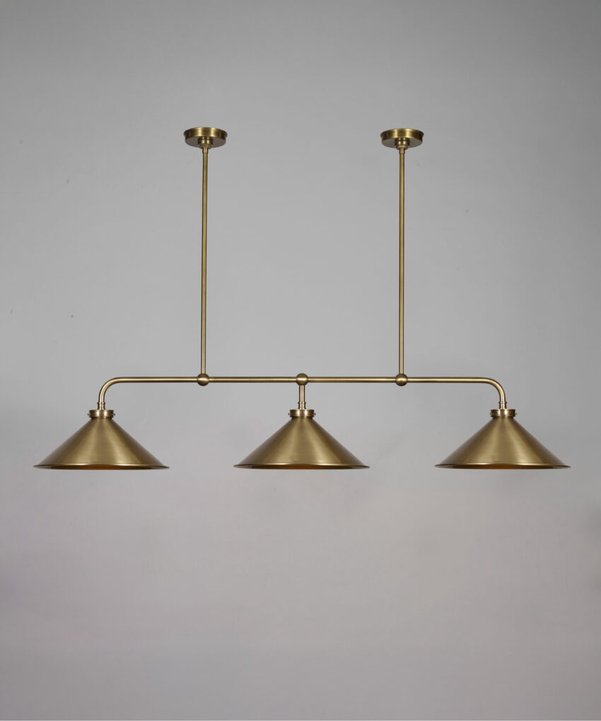 Leila Brass Triple Pendant on Rod Medium