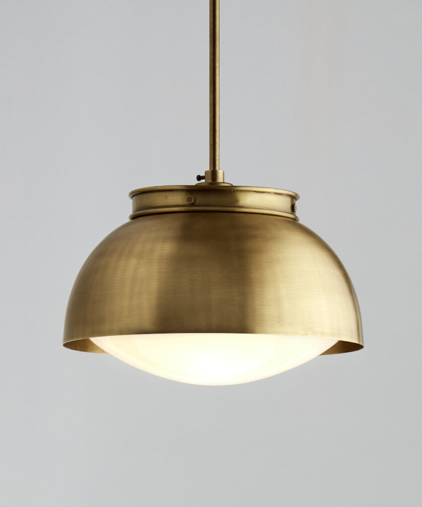 SPUN METAL SHADE WITH OPAL LENS