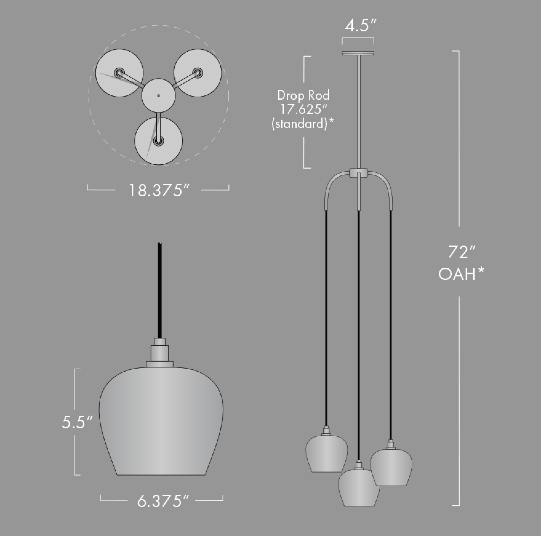 Vallayer 3 Light Pendant